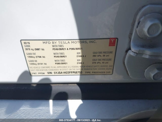 5YJSA1H22FFP68753 Tesla Model S 85d/p85d/70d/90d/p90d