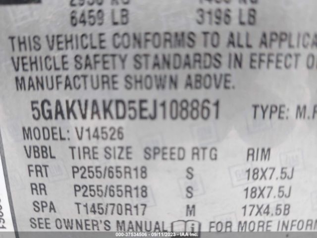5GAKVAKD5EJ108861 Buick Enclave Convenience