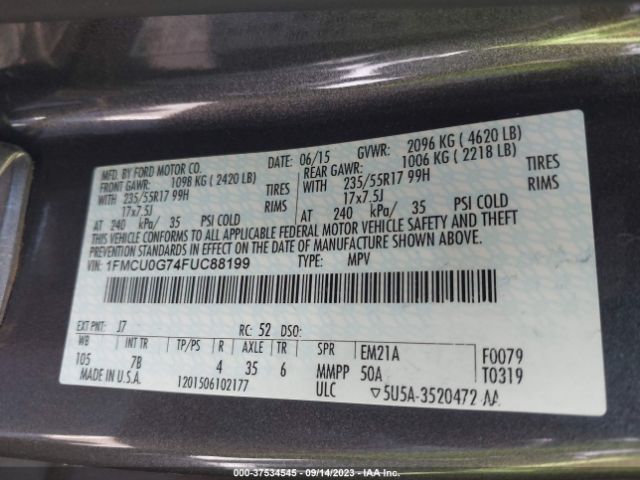 1FMCU0G74FUC88199 Ford ESCAPE SE
