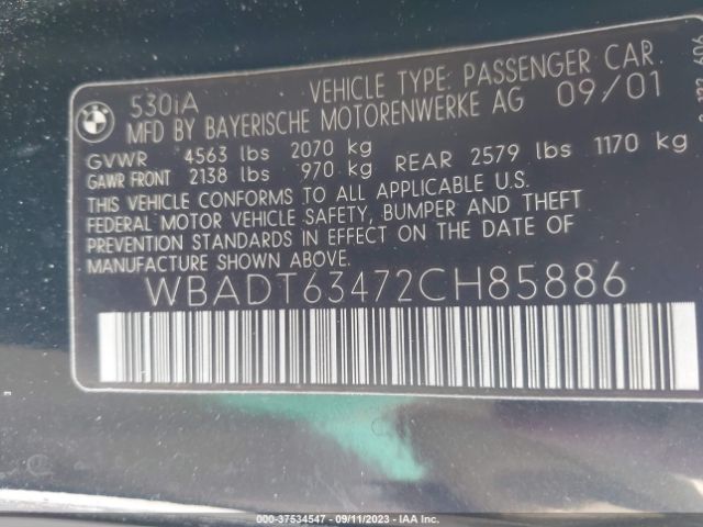 2002 BMW 5 SERIES WBADT63472CH85886 Photo 8
