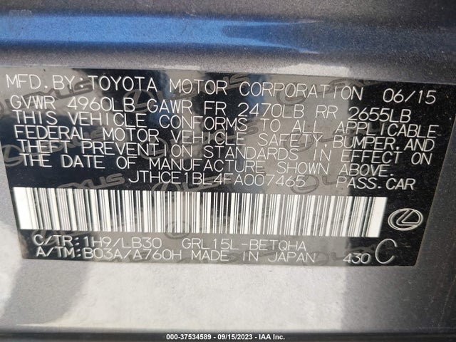 Lexus GS 350 2015 JTHCE1BL4FA007465 Image 9