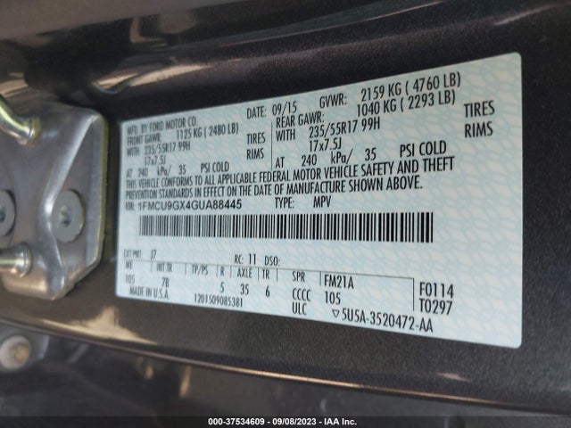 1FMCU9GX4GUA88445 Ford ESCAPE SE