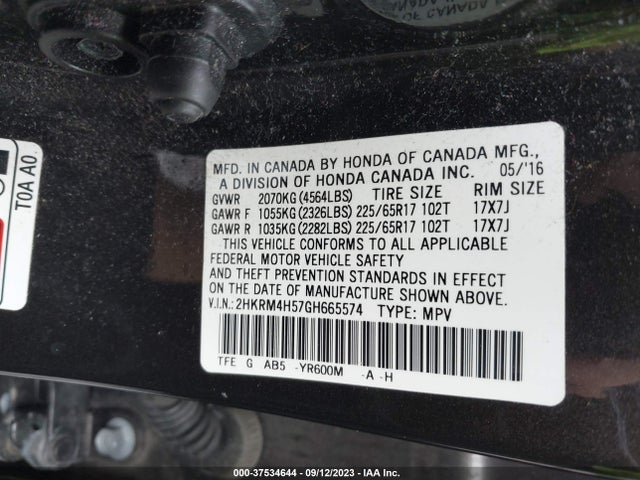 Honda CR-V EX 2016 2HKRM4H57GH665574 Image 9
