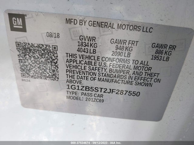 Chevrolet MALIBU LS 2018 1G1ZB5ST2JF287550 Image 9
