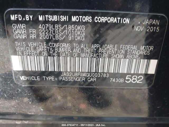 JA32U8FW4GU003783 Mitsubishi LANCER GT