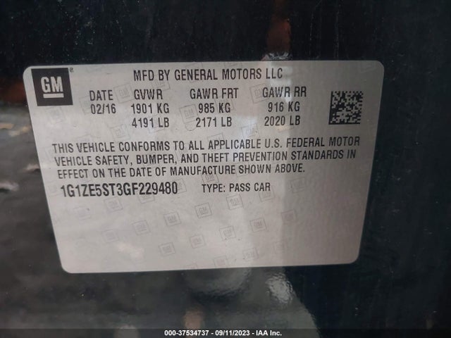 Chevrolet MALIBU LT 2016 1G1ZE5ST3GF229480 Image 9