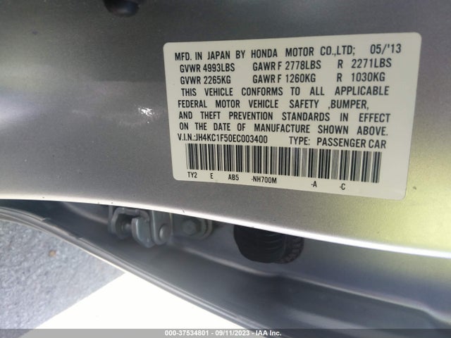 2014 ACURA RLX TECH PKG VIN: JH4KC1F50EC003400