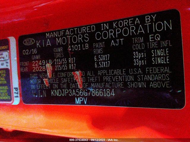 KIA SOUL + 2016 KNDJP3A56G7866184 Image 9