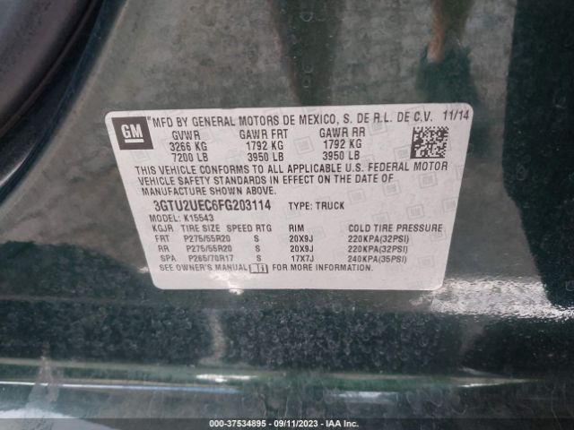 3GTU2UEC6FG203114 GMC Sierra 1500 Sle