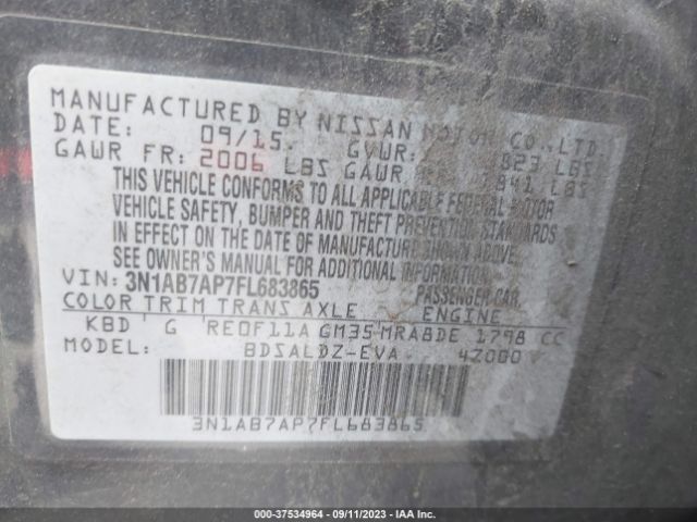3N1AB7AP7FL683865 Nissan SENTRA SV
