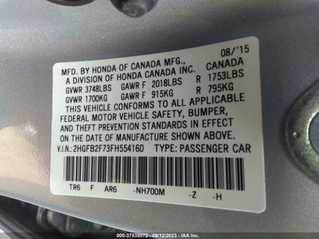 2HGFB2F73FH554160 Honda Civic Sedan Se