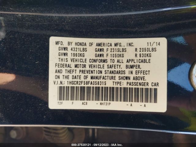 1HGCR2F58FA058315 Honda Accord Sport