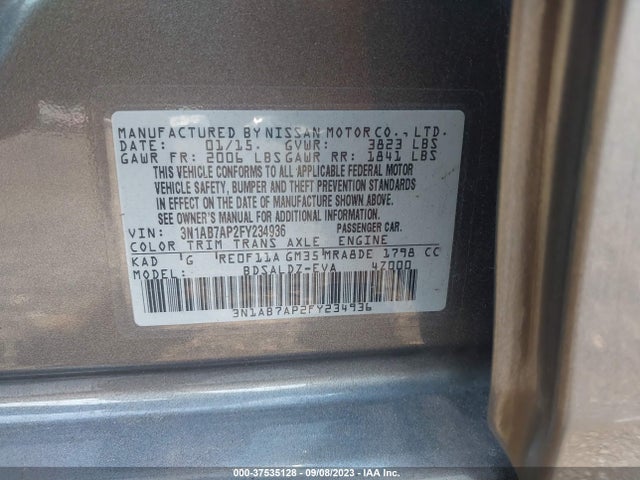 Nissan SENTRA SV 2015 3N1AB7AP2FY234936 Image 9