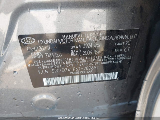 Hyundai ELANTRA SE 2018 5NPD74LF6JH289684 Image 9
