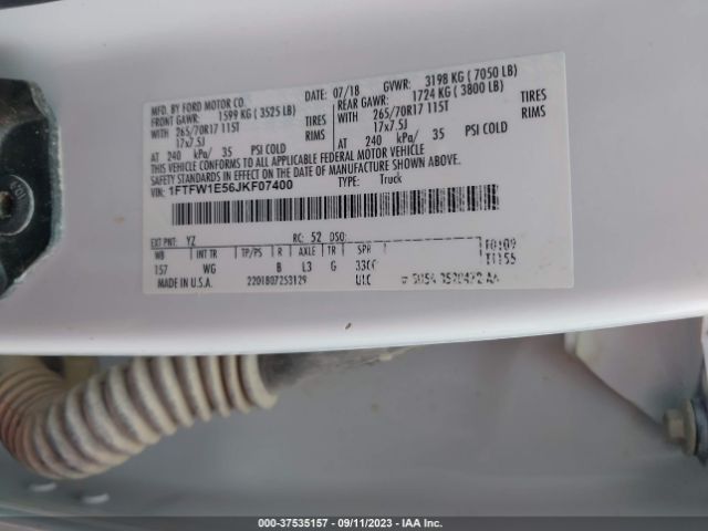 1FTFW1E56JKF07400 Ford F-150 Xl/xlt/lariat