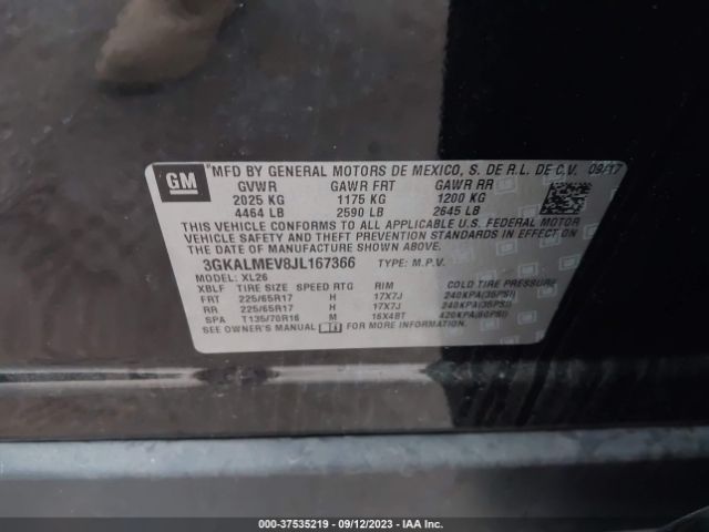 3GKALMEV8JL167366 GMC Terrain Sle