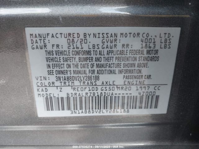 3N1AB8DV2LY286188 Nissan SENTRA SR
