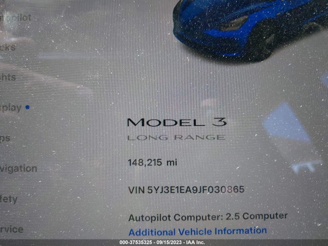 Tesla Model 3 Range Battery 2018 5YJ3E1EA9JF030865 Image 7