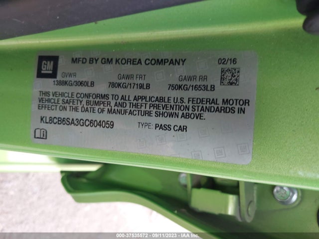 Chevrolet SPARK LS 2016 KL8CB6SA3GC604059 Image 9