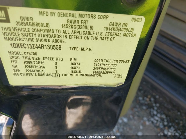 2004 GMC YUKON SLT VIN: 1GKEC13Z44R130558