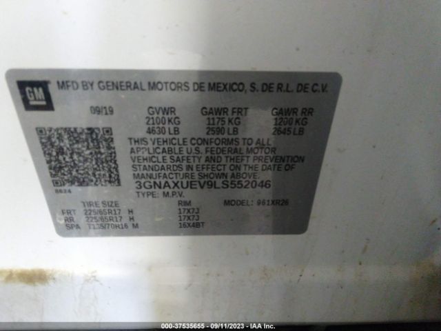 2020 CHEVROLET EQUINOX 3GNAXUEV9LS552046 Photo 8