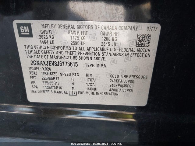 Chevrolet EQUINOX LT 2018 2GNAXJEV8J6173615 Image 9