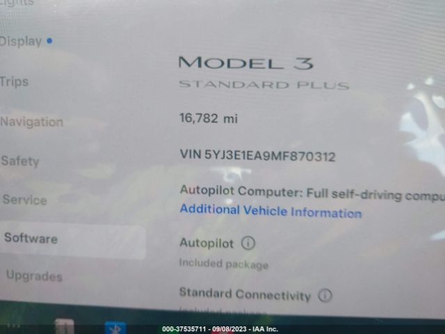 5YJ3E1EA9MF870312 Tesla Model 3 Standard Range Plus