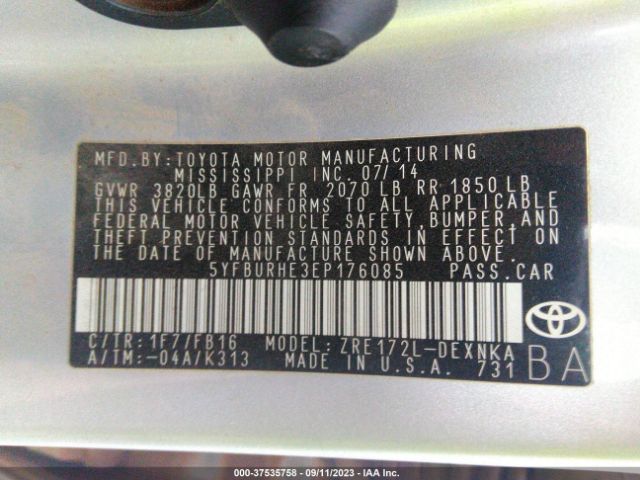 5YFBURHE3EP176085 Toyota COROLLA LE