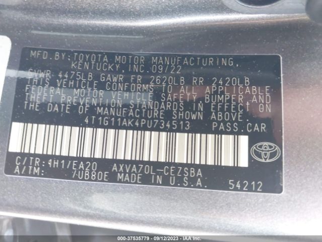 4T1G11AK4PU734513 Toyota Camry Se/se Nightshade