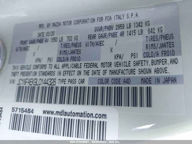 2020 FIAT 124 SPIDER JC1NFAEK9L0144328 Photo 8