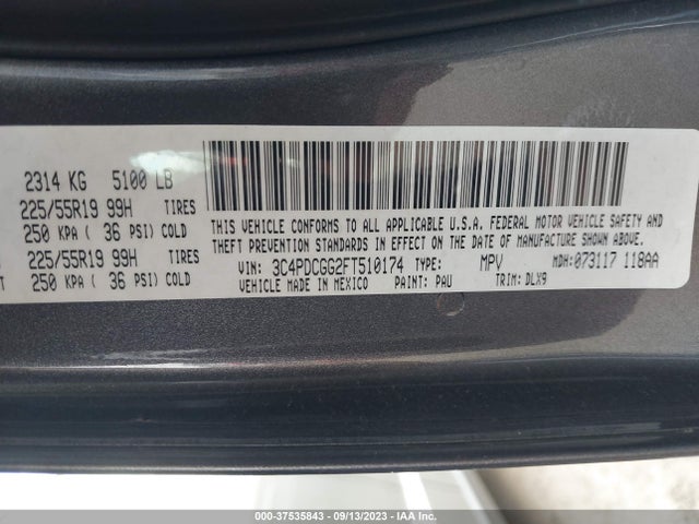 2015 DODGE JOURNEY CROSSROAD VIN: 3C4PDCGG2FT510174