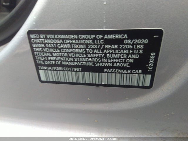 1VWSA7A39LC017967 Volkswagen Passat 2.0t Se