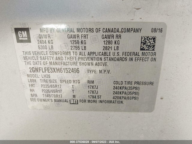 Chevrolet EQUINOX LT 2017 2GNFLFE3XH6152496 Image 9