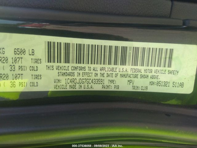 1C4RDJDG7GC433591 Dodge DURANGO LIMITED