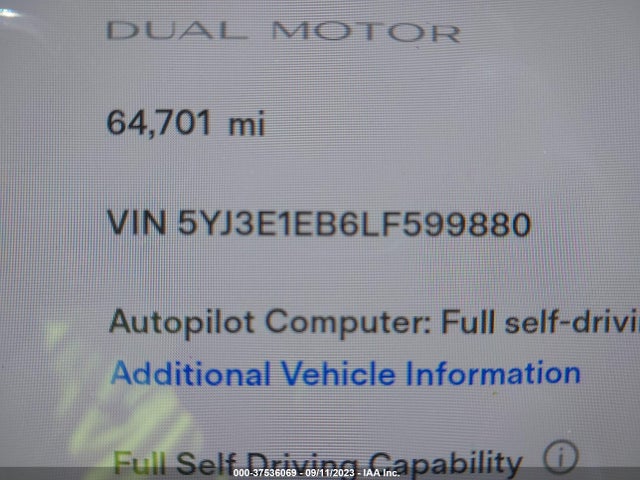 Tesla Model 3 Long Range 2020 5YJ3E1EB6LF599880 Image 17