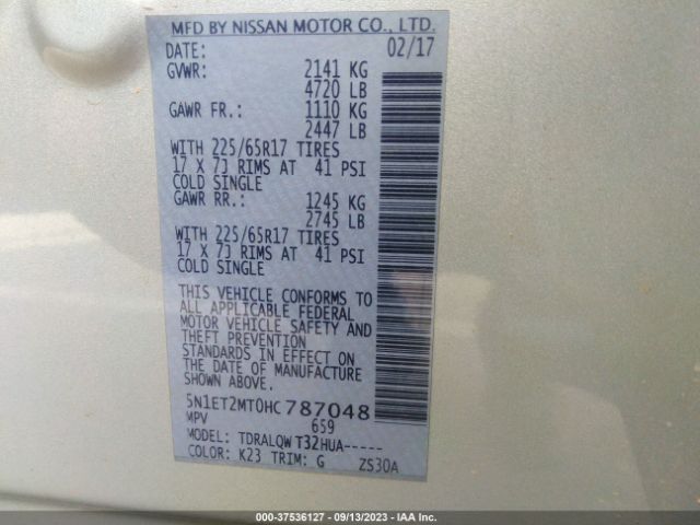 5N1ET2MT0HC787048 Nissan Rogue Sv Hybrid