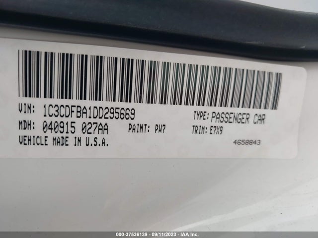 2013 DODGE DART SXT VIN: 1C3CDFBA1DD295669