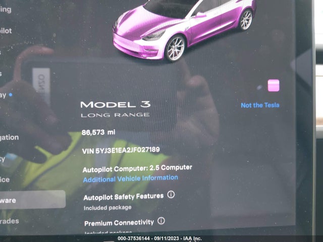 Tesla Model 3 Range Battery 2018 5YJ3E1EA2JF027189 Image 15