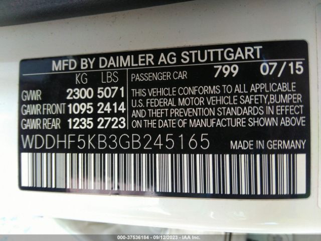WDDHF5KB3GB245165 Mercedes-Benz E-class E 350 Luxury