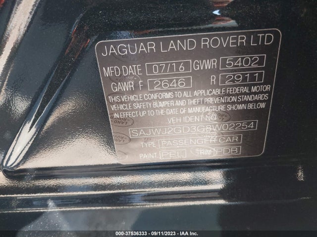 2016 JAGUAR XJ SAJWJ2GD3G8W02254 Photo 8