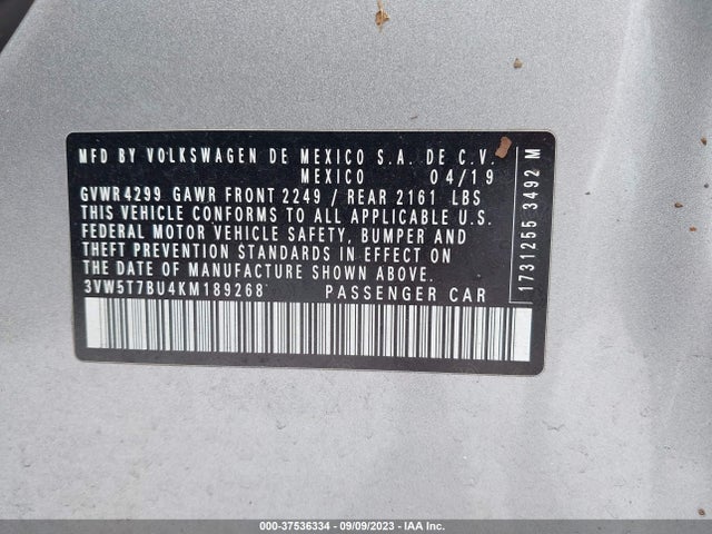 3VW5T7BU4KM189268 Volkswagen Jetta Gli S