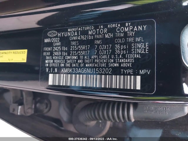 2022 Hyundai Kona, VIN: KM8K33AG6NU153202