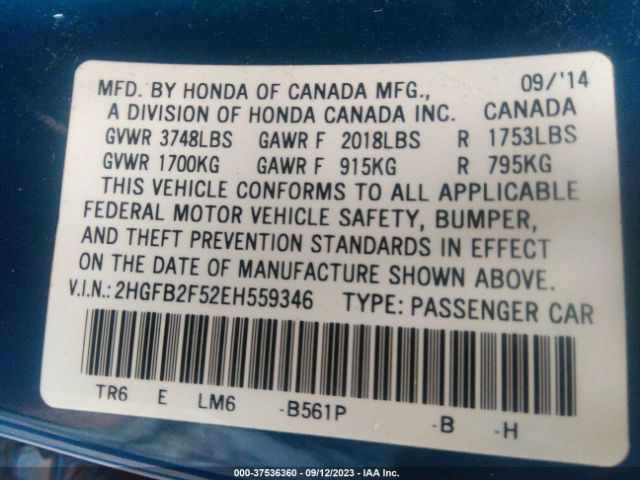 2HGFB2F52EH559346 Honda Civic Sedan Lx