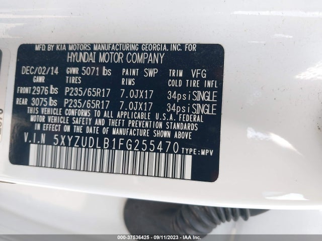 2015 HYUNDAI SANTA FE SPORT VIN: 5XYZUDLB1FG255470