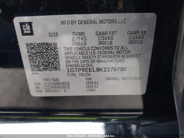 1GTP9EEL8KZ179780 GMC Sierra 1500 At4