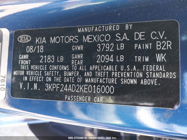 KIA Forte Lxs 2019 3KPF24AD2KE016000 Image 9