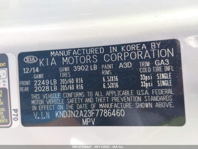 KNDJN2A23F7786460 KIA Soul Base