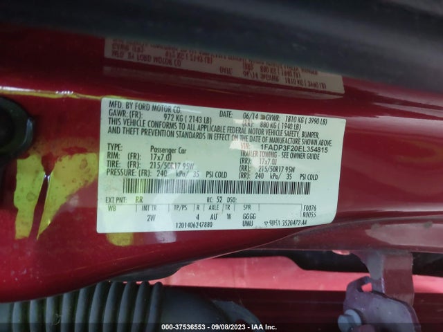 Ford FOCUS SE 2014 1FADP3F20EL354815 Image 9