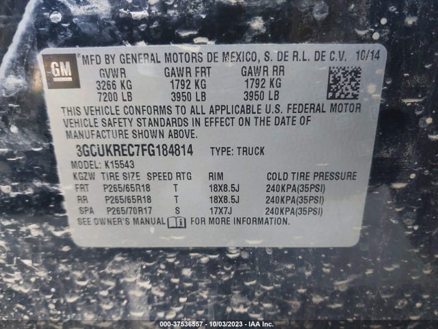Chevrolet Silverado 1500 Lt 2015 3GCUKREC7FG184814 Image 9