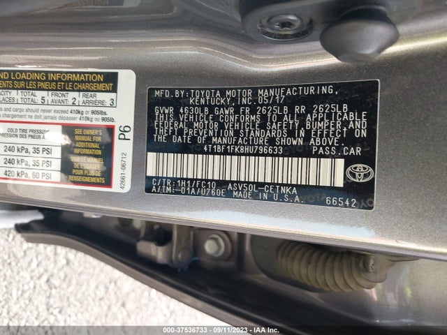 Toyota CAMRY SE 2017 4T1BF1FK8HU796633 Image 9